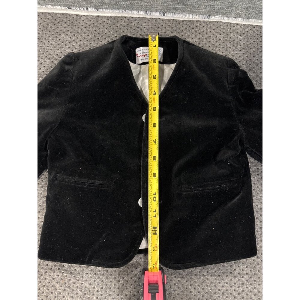 Vintage Toddler Black Velvet Blazer By Originals Inc.18 Mo Satin Lining - Picture 8 of 9